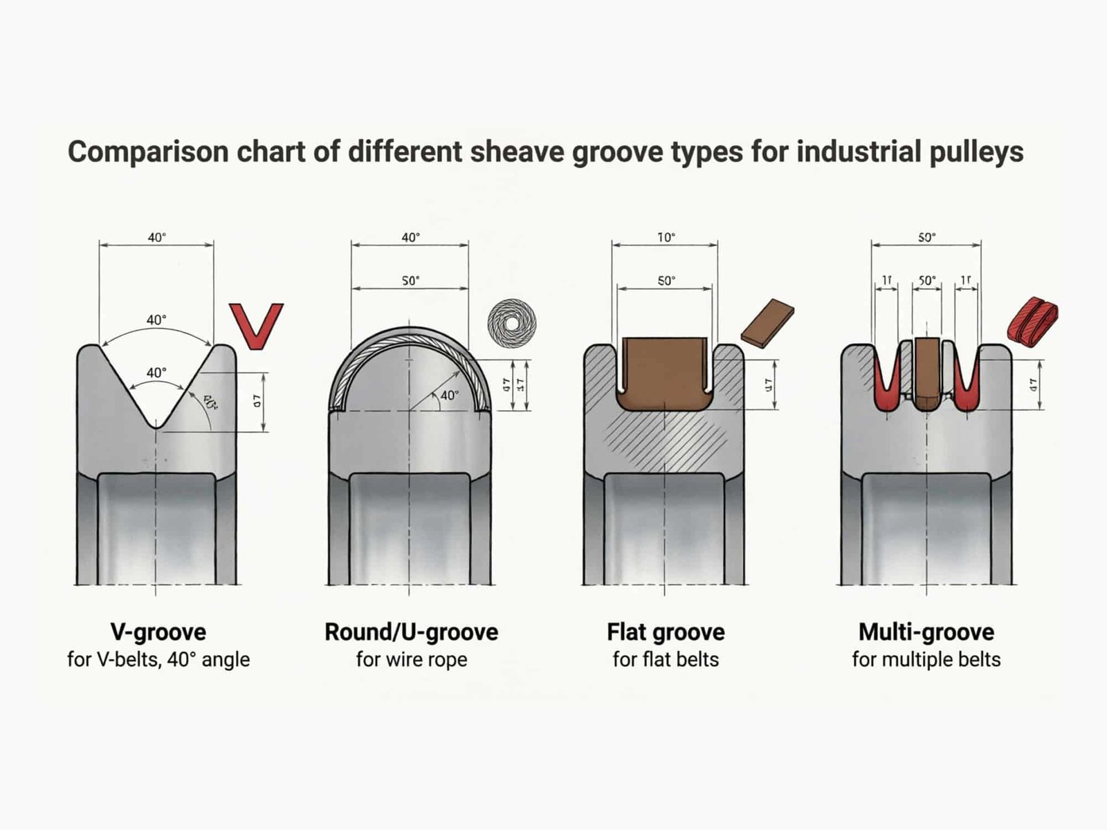 Different Sheave Groove Types for Pulleys